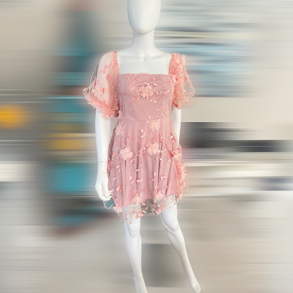 BALANCE blush floral mini dress S M L - Picture 9 of 9